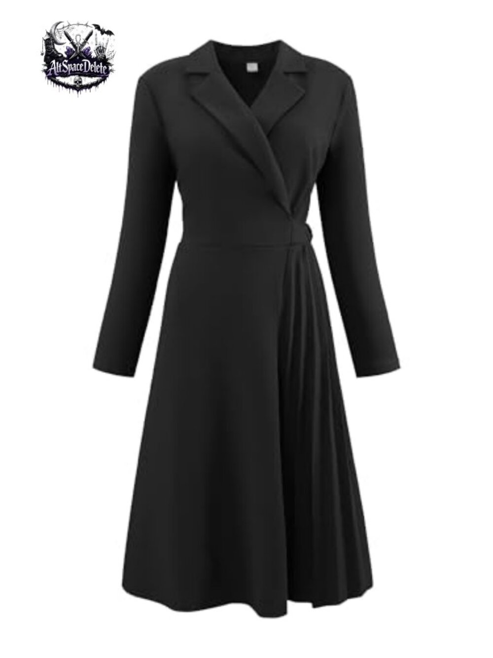 Hobemty Women's Wrap Dress A-Line Pleated Midi Long Sleeve